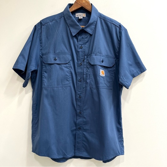 Carhartt Rugged Flex Short Sleeve Work Shirt Ripstop Button Up Mens Size Large - Picture 1 of 9